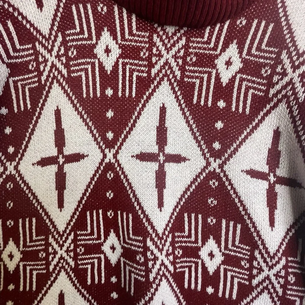 GM‎ Aztec Print Poncho Sweater One Size Cowl Turtleneck Tribal Southwestern Boho - Picture 4 of 12